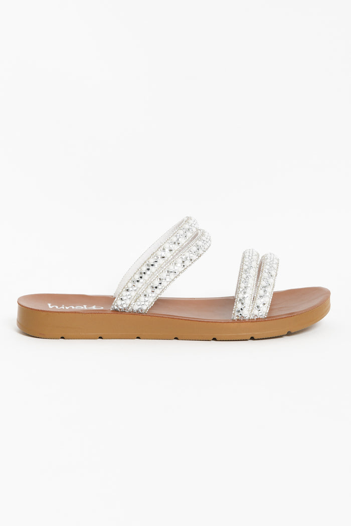 Dominica Silver Diamante Slide