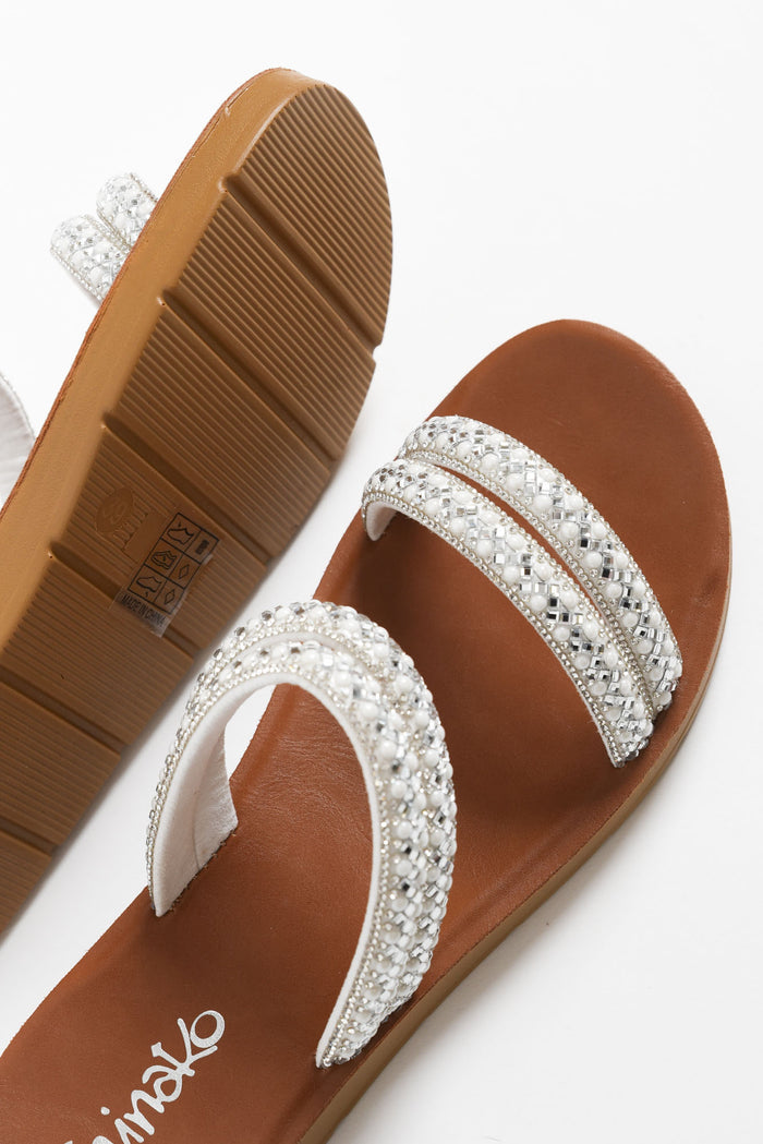 Dominica Silver Diamante Slide