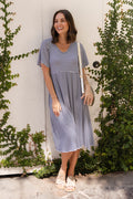 Donna Navy Stripe Gathered Dress,Lifestyle