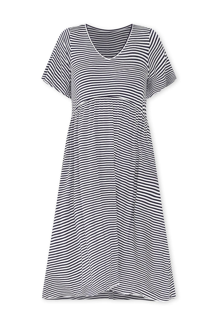Donna Navy Stripe Gathered Dress,ghost-mani