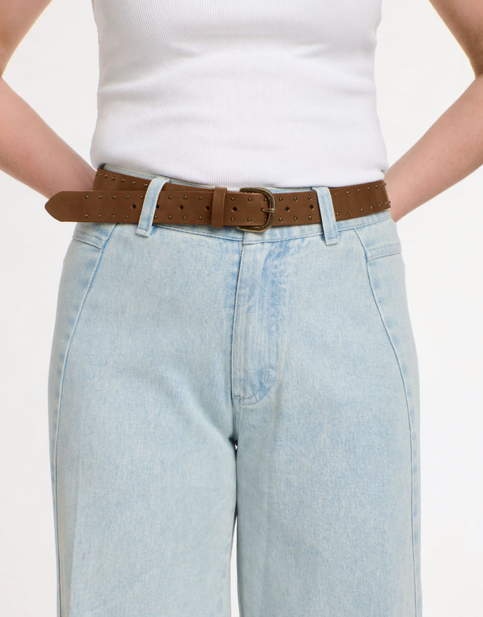 Double Studded Belt - Camel