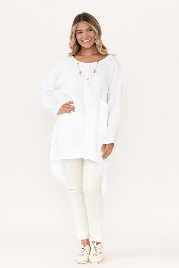 Eclipse Cream Cotton Stretch Pants,Blonde model,alt text|model:Mollie
