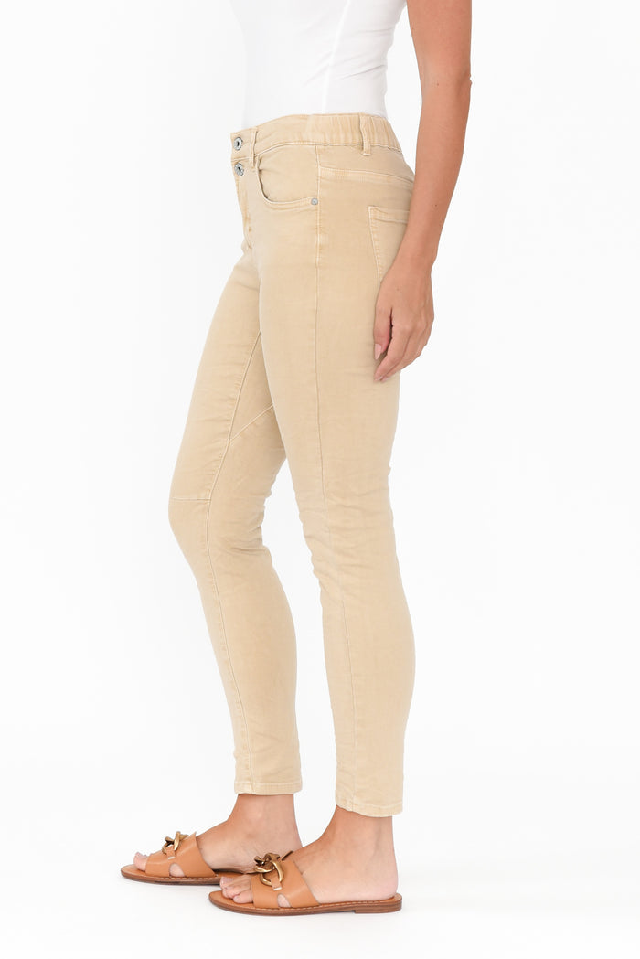 Ellery Beige Cotton Stretch Jeans,Brunette model,alt text|model:MJ