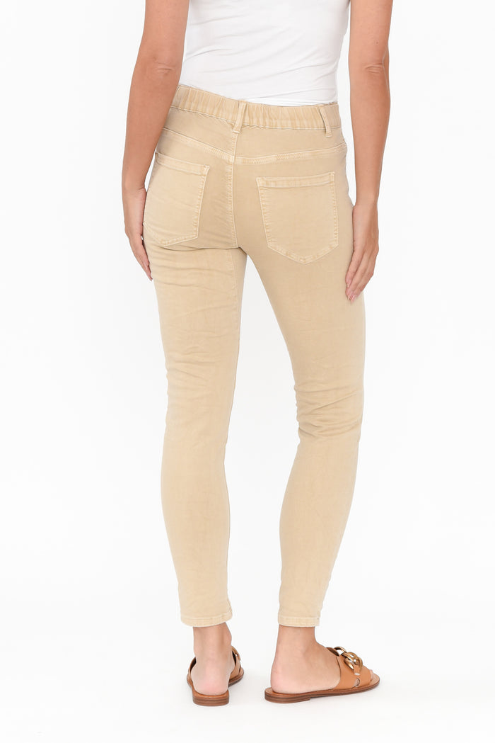 Ellery Beige Cotton Stretch Jeans,Brunette model,alt text|model:MJ