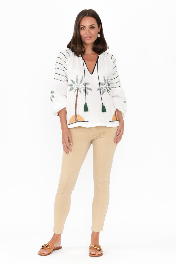 Ellery Beige Cotton Stretch Jeans,Brunette model,alt text|model:MJ