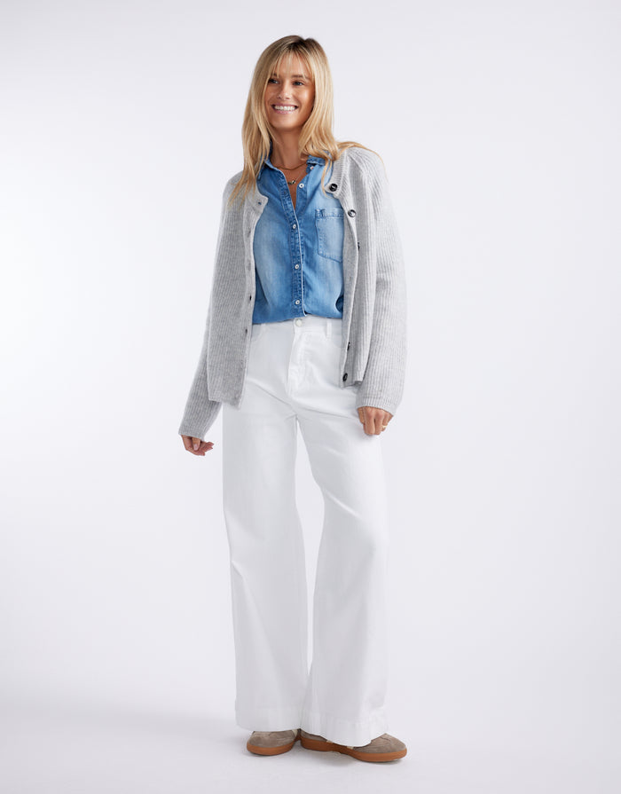 Ellery Stretch Straight Leg Jeans - White