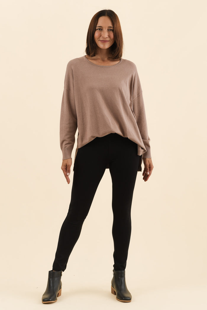 Elsa Black Winter Ponte Pants,Full Body,Brunette model,alt text|model:Cara