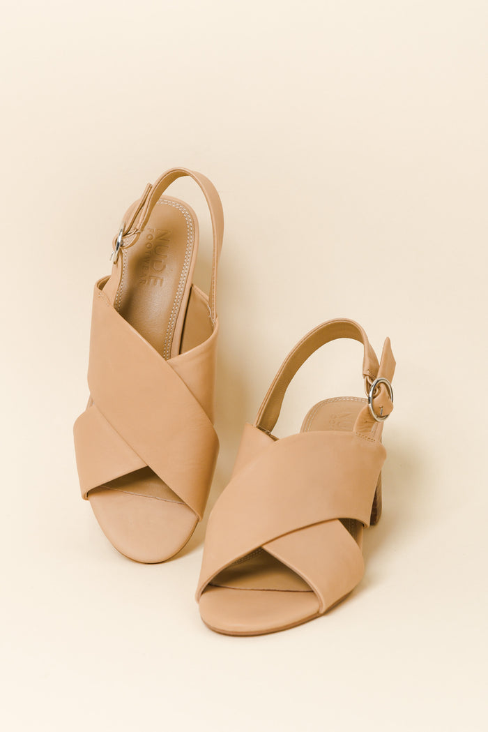Emi Tan Leather Slingback Heel
