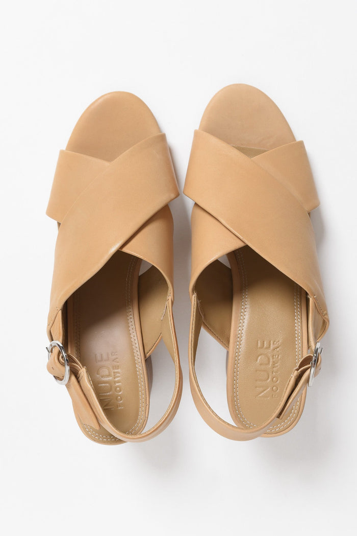 Emi Tan Leather Slingback Heel