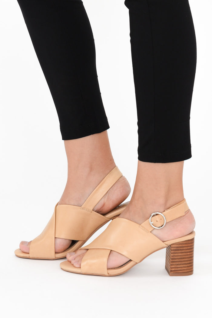 Emi Tan Leather Slingback Heel