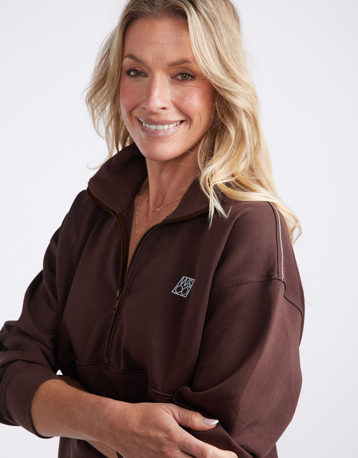 Escape Super Soft Half Zip Top - Chocolate
