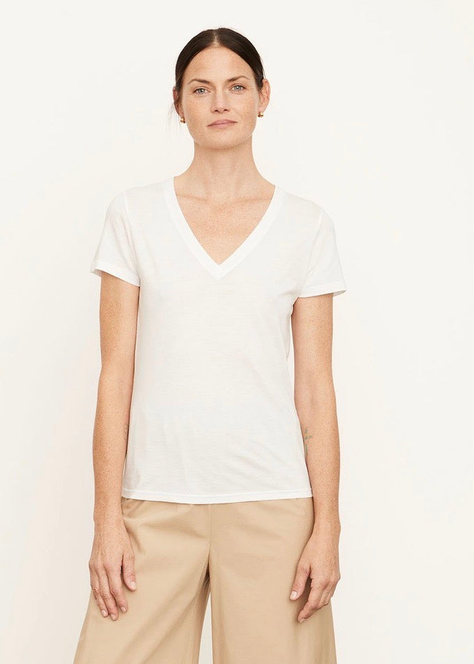 Essential V Neck (Optic White)