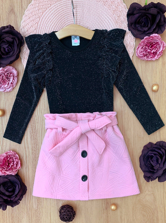 Mia Belle Girls Ruffle Top & Skirt Set | Girls Fall Outfits