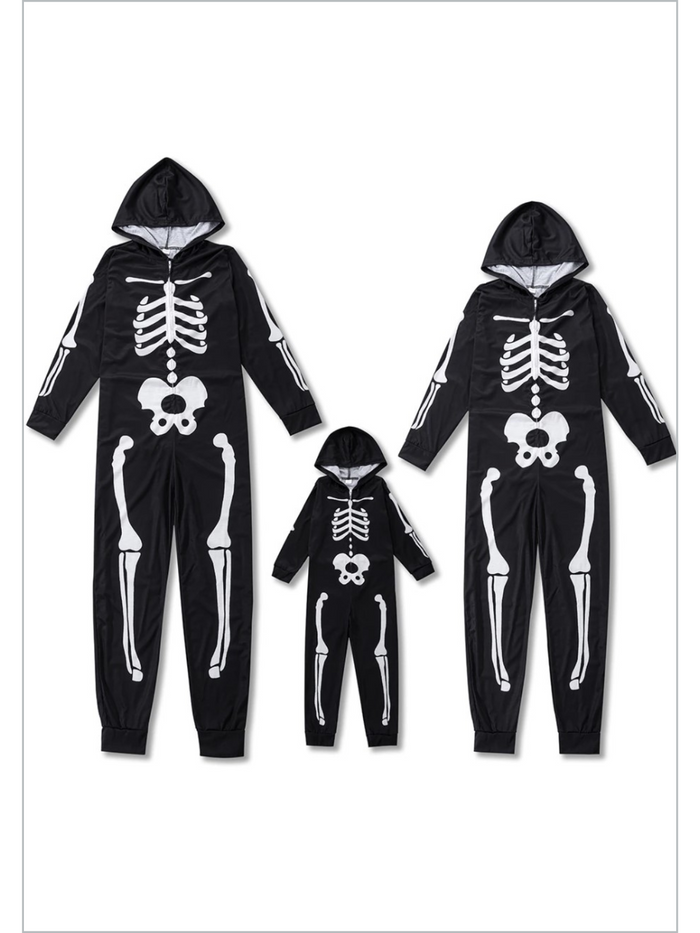 Family Pajamas | Skeleton Hooded Onesie Pajamas | Mia Belle Girls