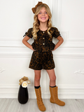 Fierce & Fun Leopard Denim Ruffle Top and Short Set