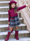 Preppy Chic Sets | Wooly Turtleneck & Plaid Skirt | Mia Belle Girls