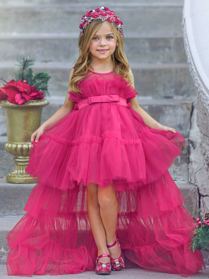 Flawless Frills Trailing Tulle Gown Mia Belle Girls