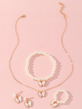 Mia Belle Girls Butterfly Pearl Jewelry Set | Girls Accessories