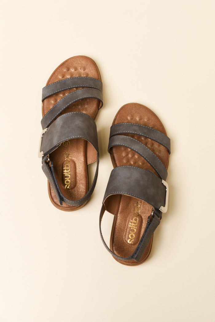 Flinders Dark Grey Velcro Sandal
