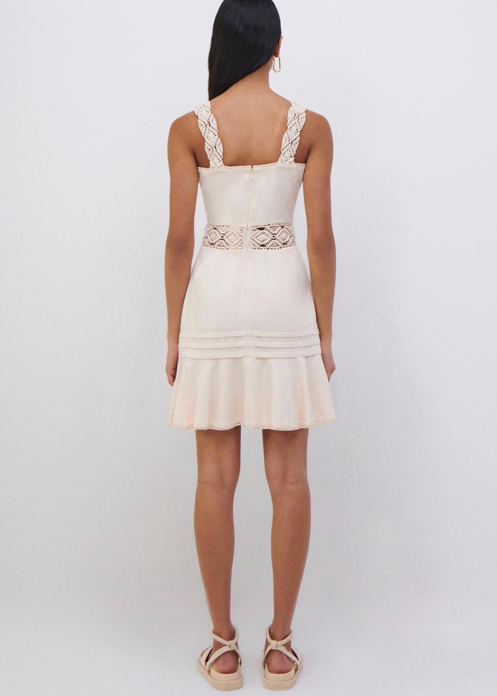 Flora Macrame Strap Mini Dress (Chantilly)
