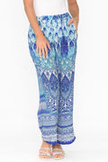 Florence Blue Silk Wide Leg Pants,Blonde model,alt text|model:Anna