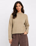 Forage Mock Neck Long Sleeve Jumper - Biscuit