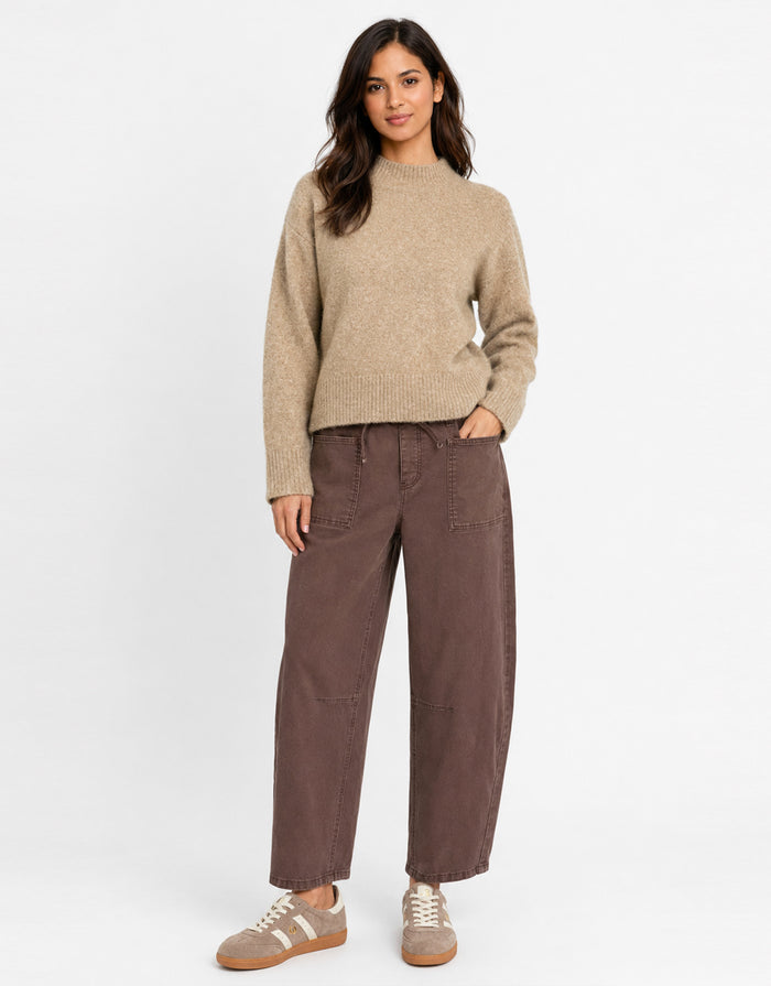 Forage Mock Neck Long Sleeve Jumper - Biscuit