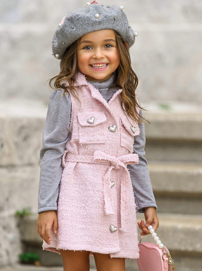 Forever Chic Black Sweater & Belted Pink Dress Set