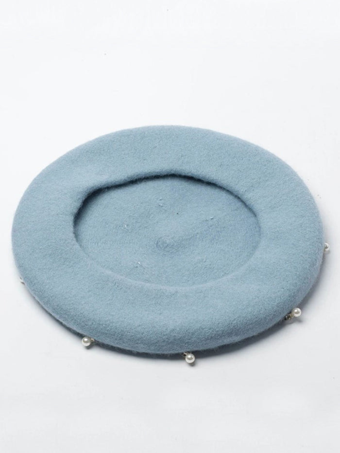 Mia Belle Girls Pearl Beads Wool Beret | Girls Accessories