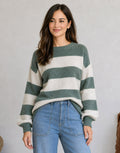 Frankie Knit - Green/Latte Stripe