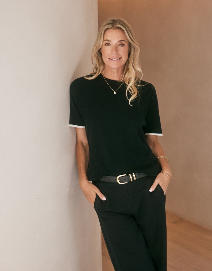 Frenchie Cotton Cashmere Tee - Black