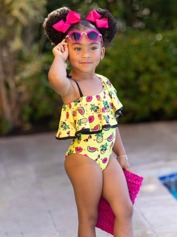 Fun In The Tropics One Shoulder One Piece Swimsuit Mia Belle Girls