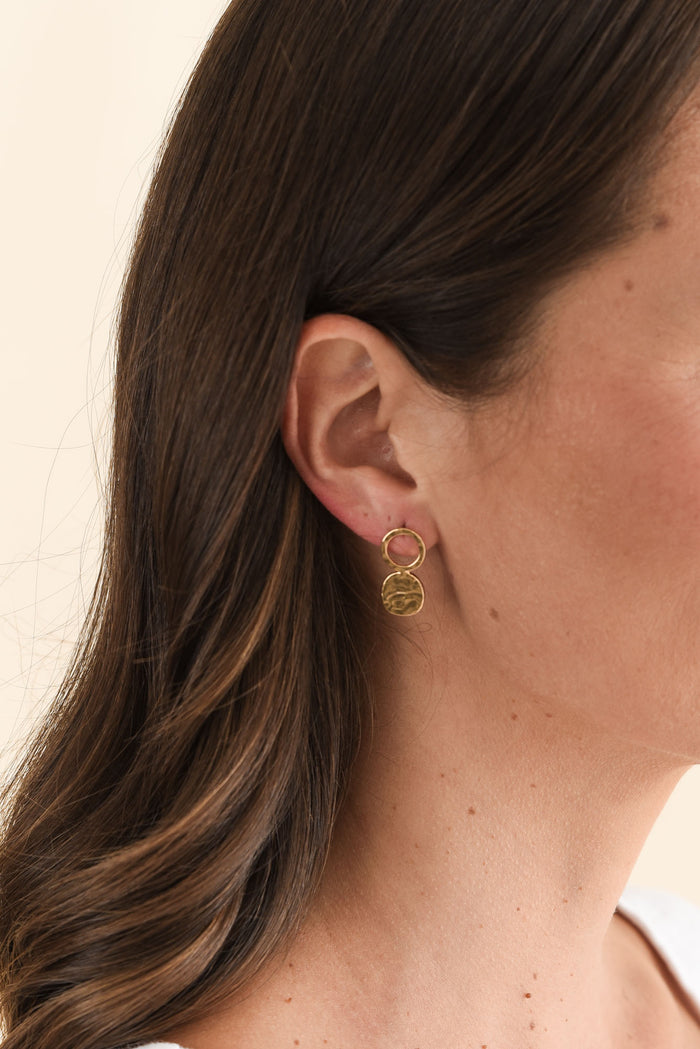 Gabe Gold Disc Drop Earrings