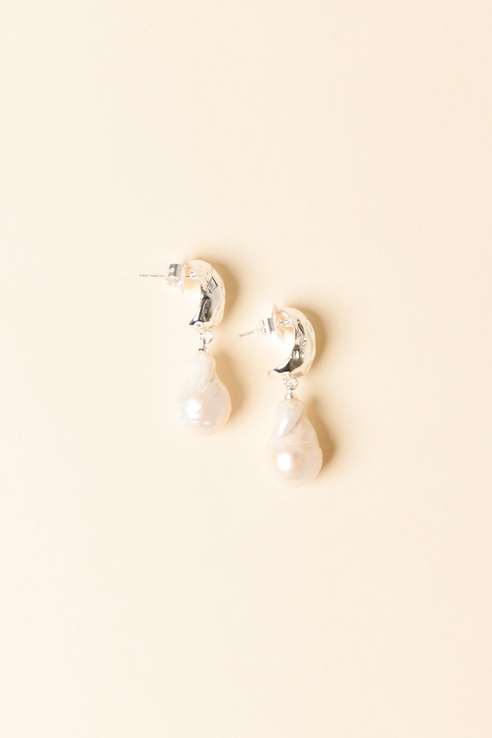 Gable Silver Pearl Pendant Earrings