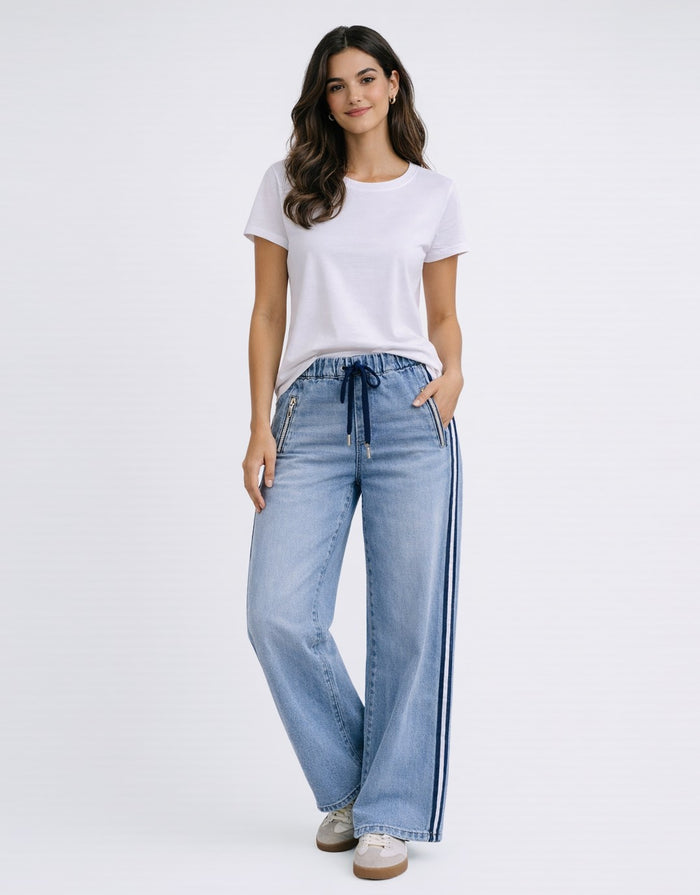 Glam Track - Navy Stripe Jean