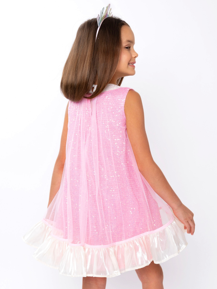 Glittery Pink Bow Sequin Ruffle Dress Mia Belle Girls