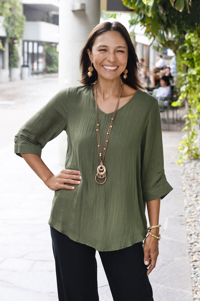 Gomez Khaki Button Top,Lifestyle