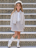 Graceful Glam Cardigan and Faux Fur Skirt 3-Piece Set