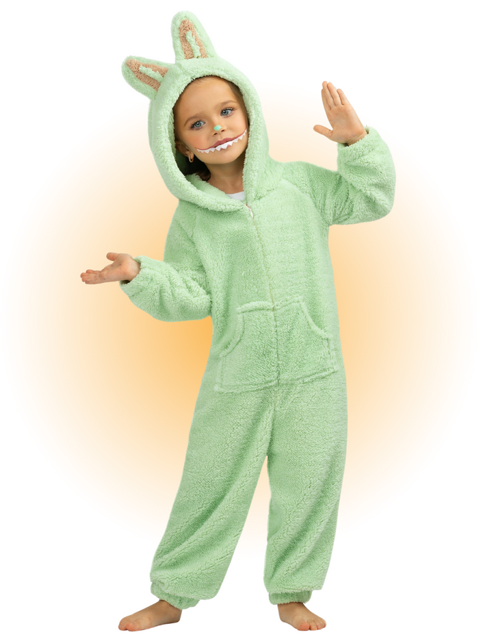Green Fluffy Forest Friend Hooded Onesie Costume
