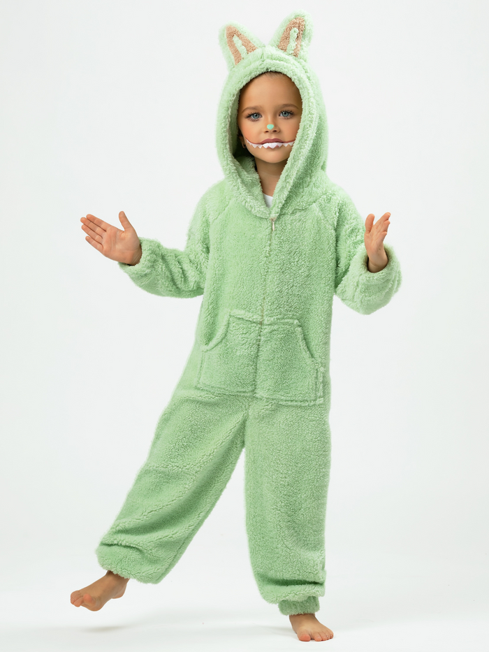 Green Fluffy Forest Friend Hooded Onesie Costume