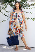 Hanoi Orange Botanical Cotton Blend Dress,Lifestyle