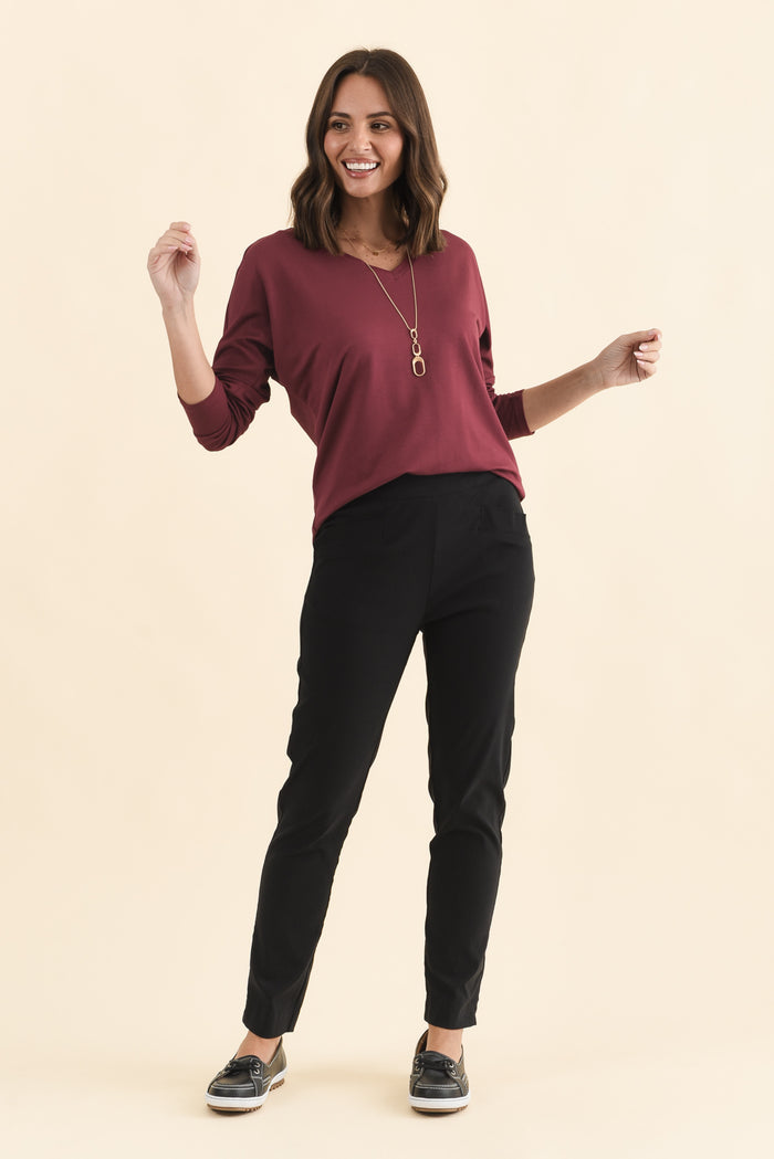 Harbour Black Stretch Pants,Brunette model,alt text|model:MJ