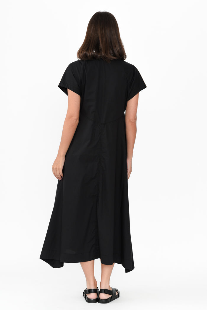 Harlyn Black Cotton Tulip Dress,Brunette model,alt text|model:MJ
