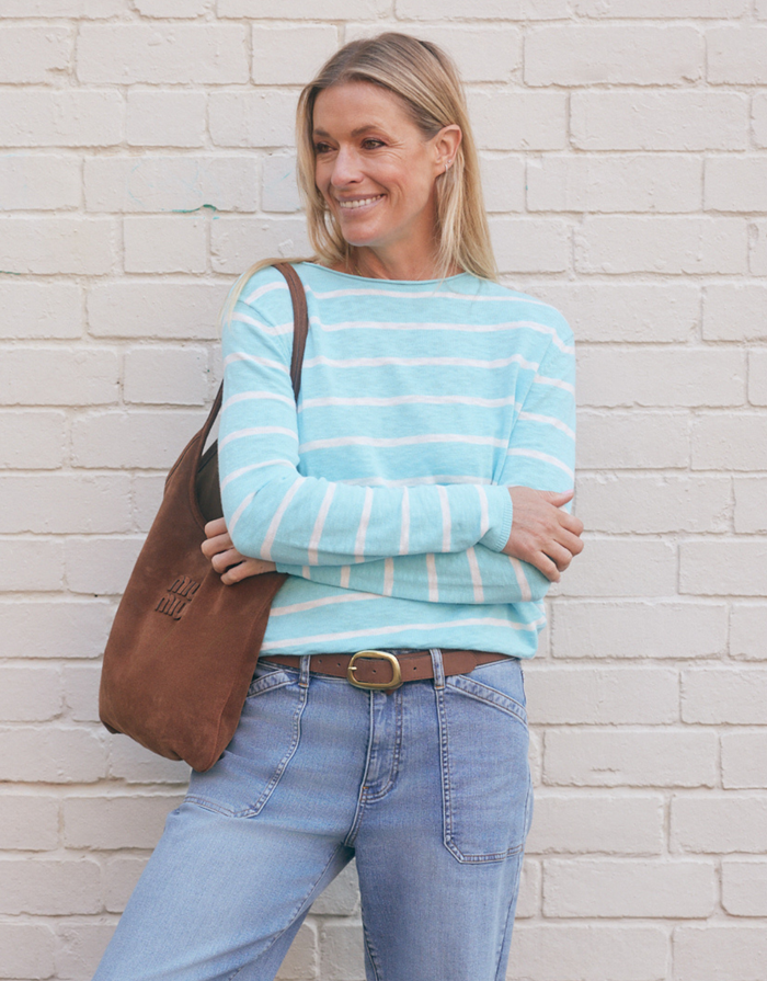 Harper Sweater - Ice Blue/White
