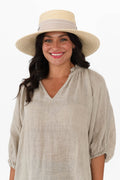 Hayman Natural Raffia Capeline,Brunette model,alt text|model:Brontie