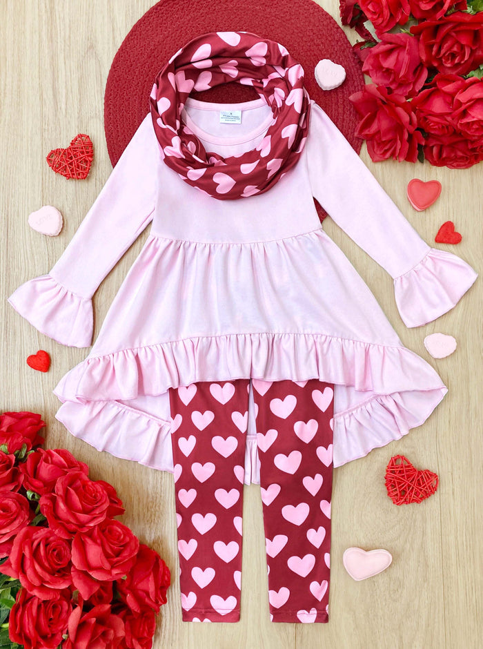 Head Over Heels Top, Scarf, and Leggings 3 Piece Set Mia Belle Girls