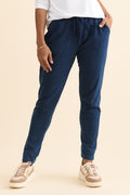 Heidi Indigo Cuffed Jogger Pants,Brunette model,alt text|model:Cara