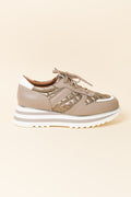 Helena Grey Leather Platform Sneaker