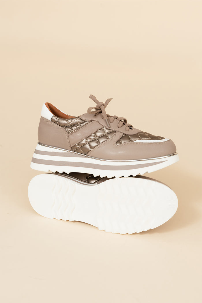 Helena Grey Leather Platform Sneaker