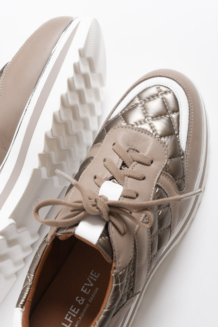 Helena Grey Leather Platform Sneaker